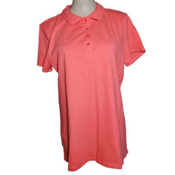 St. John's Bay Tops - St. John's Bay Women's Coral Collar Polo Shirt Sz L